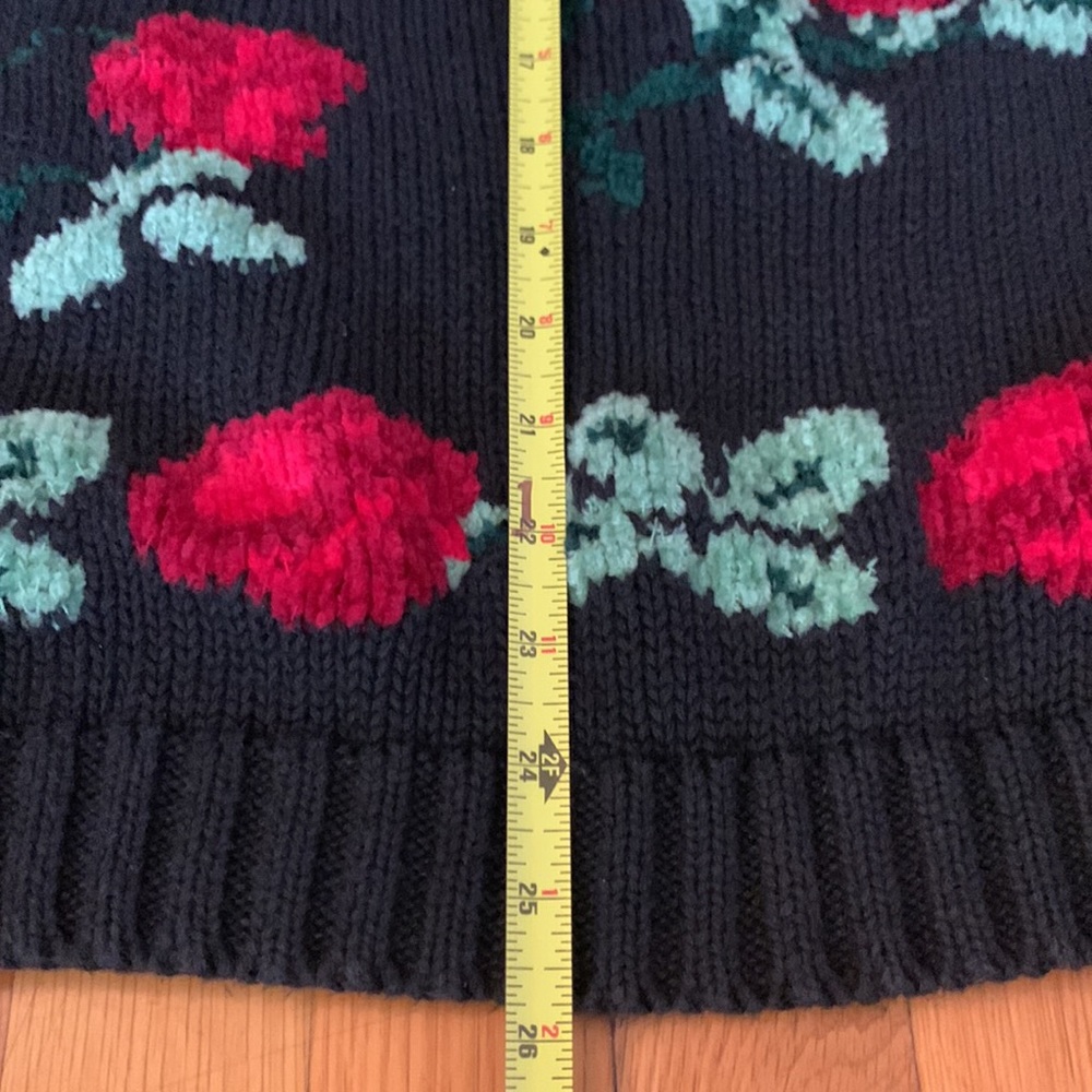 80’s ROSES FLORAL SWEATER CHENILLE - Picture 6 of 14